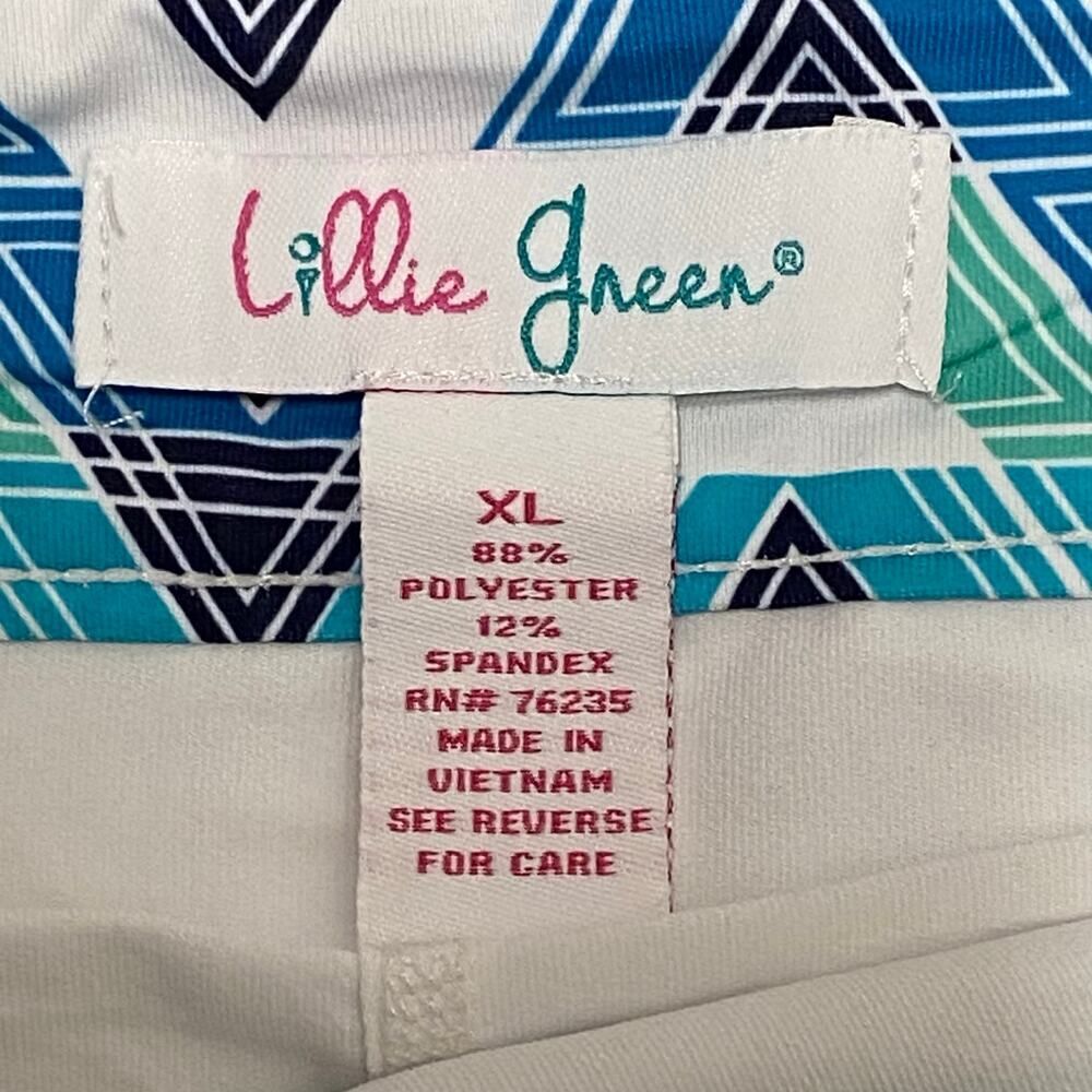 Lillie Green Skort Womens XL White Blue Geometric Pull On Stretch Tennis Golf - Picture 8 of 8